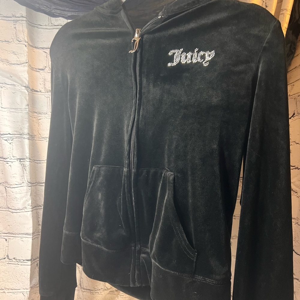 Juicy Couture Black Velour Zip-Up Jacket